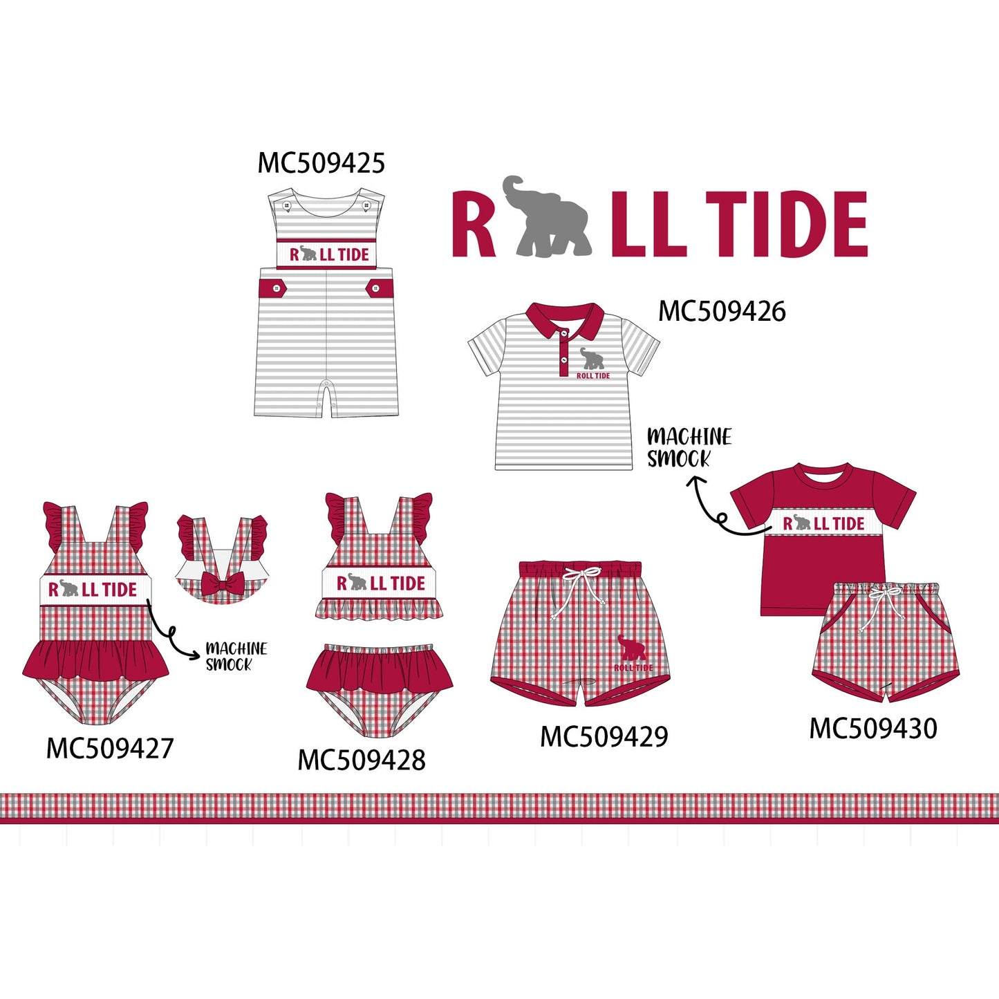 PO66 Alabama roll tide smocked plaid collection 2