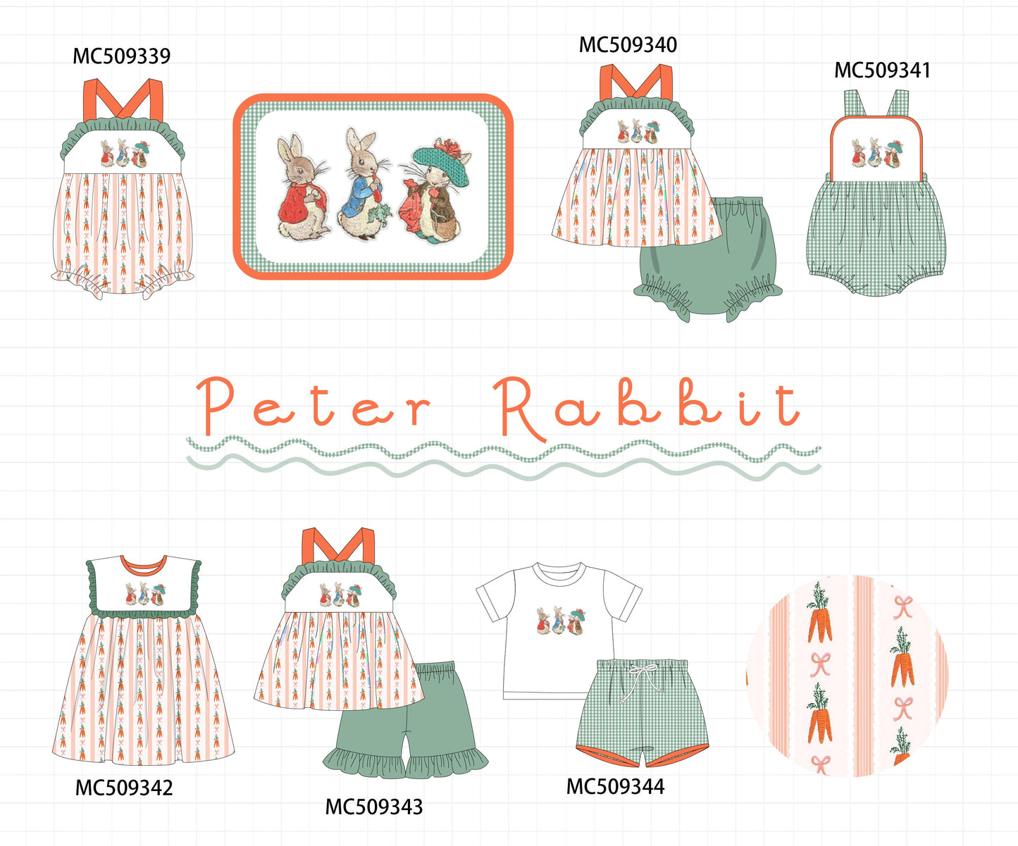 PO66 Easter bunny embroidery ruffle collection