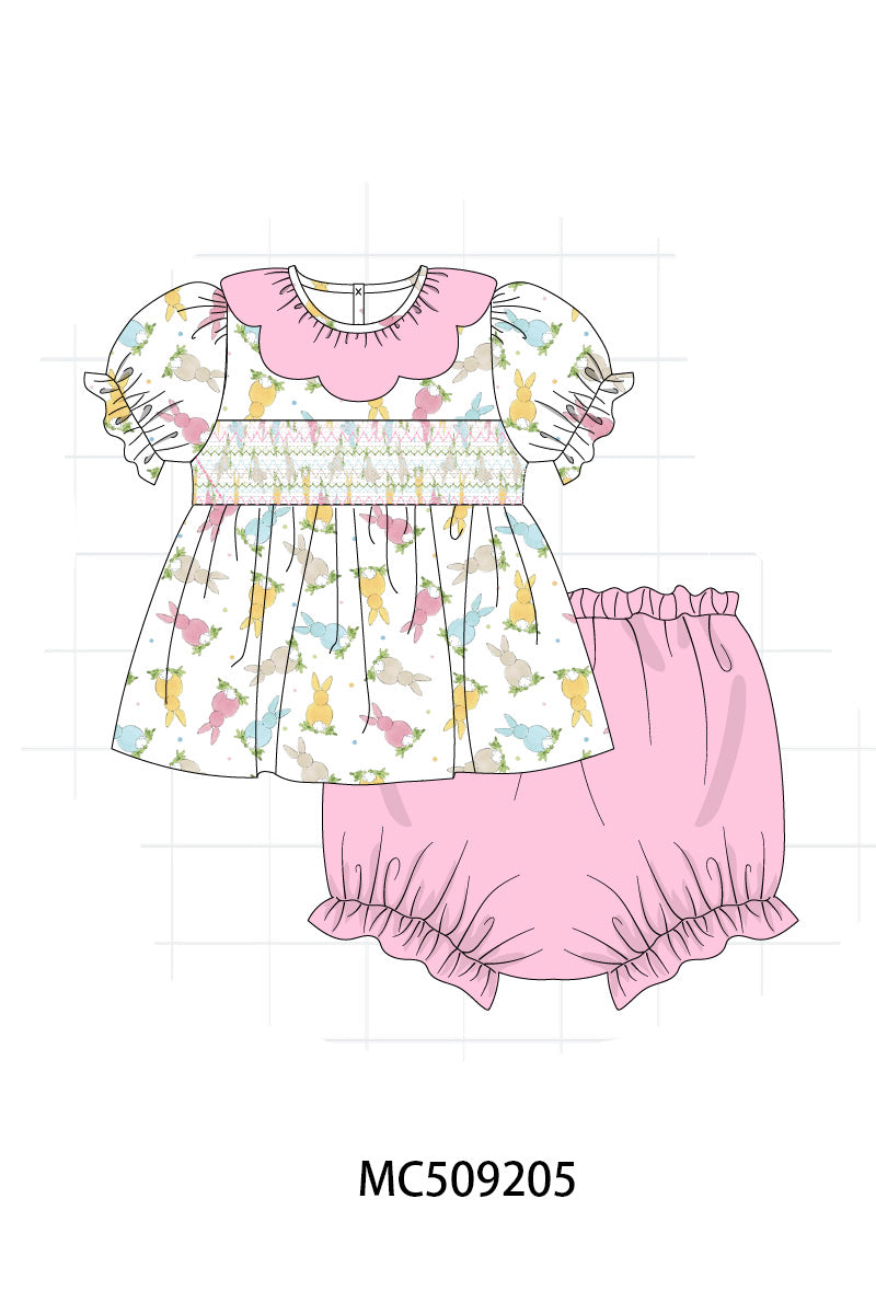 PO66 Pink easter bunny smocked collection