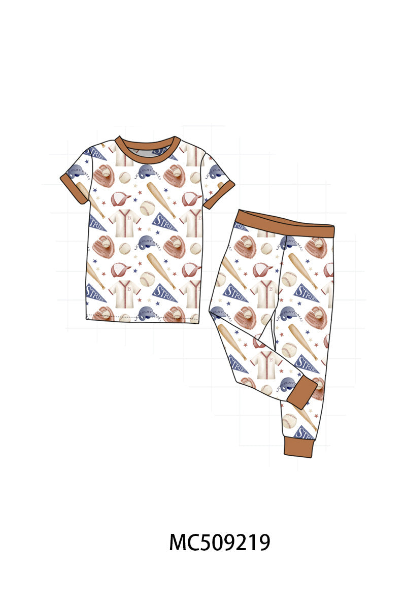 PO66 Brown baseball bamboo pajama collection
