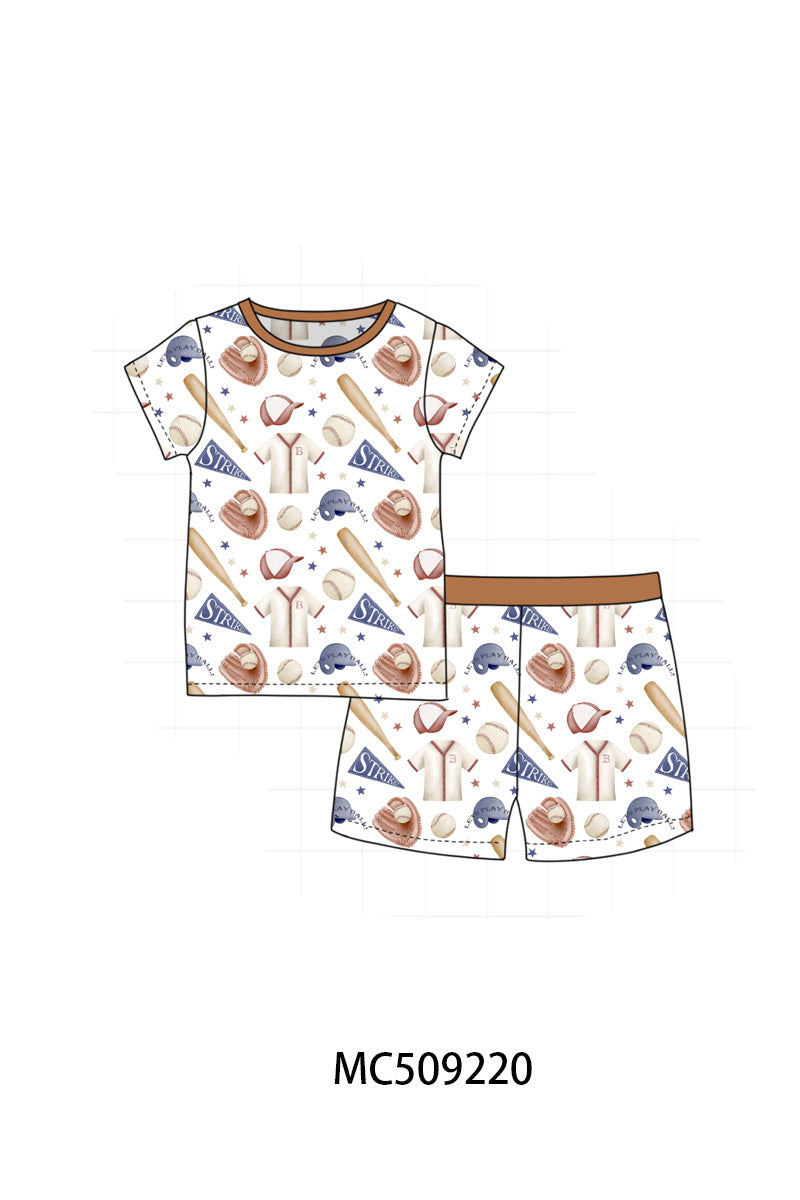 PO66 Brown baseball bamboo pajama collection