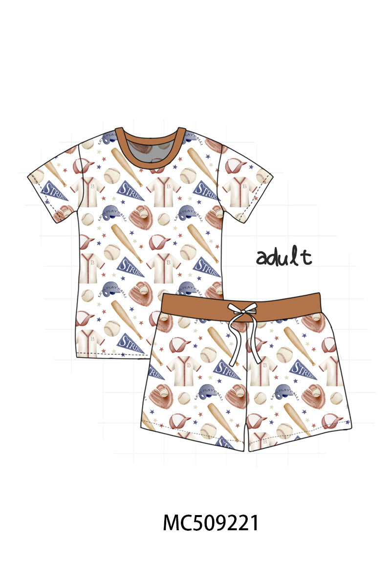 PO66 Brown baseball bamboo pajama collection