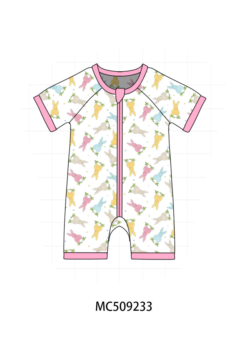 PO66 Pink easter bunny print bamboo pajama collection