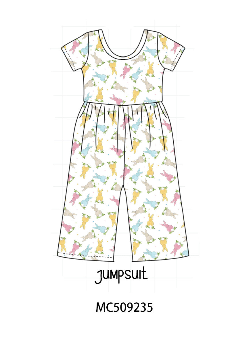 PO66 Pink easter bunny print bamboo pajama collection