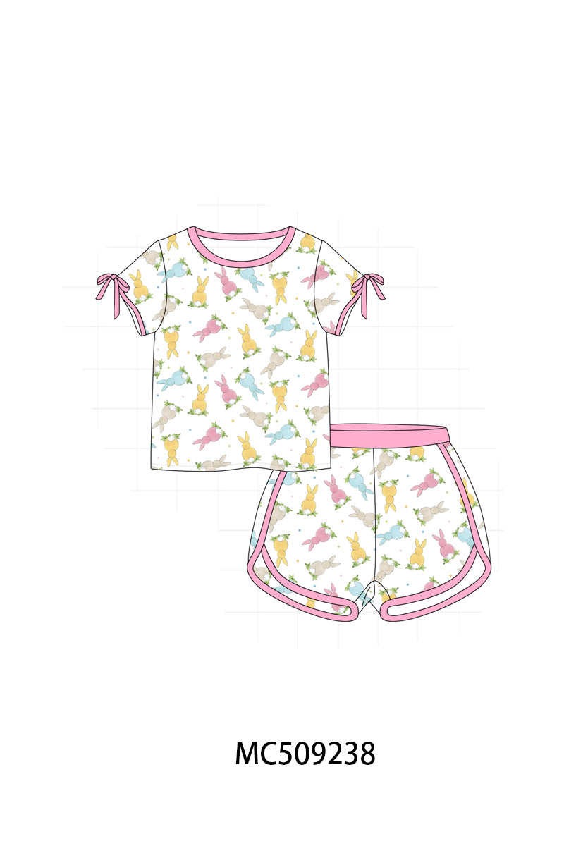 PO66 Pink easter bunny print bamboo pajama collection
