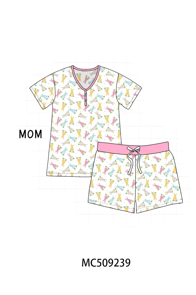 PO66 Pink easter bunny print bamboo pajama collection