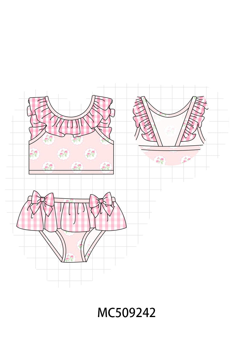 PO66 Pink rose print swimsuit collection