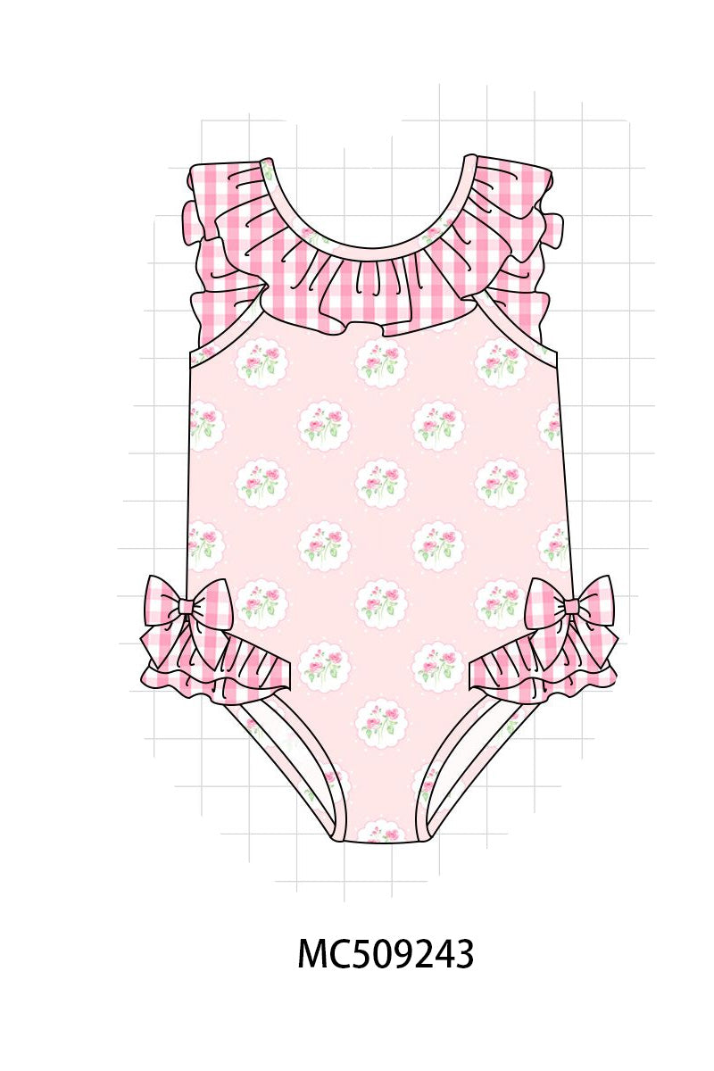 PO66 Pink rose print swimsuit collection