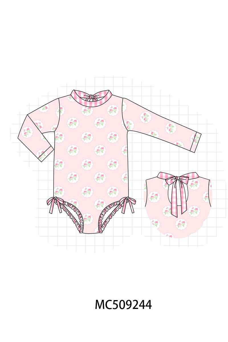 PO66 Pink rose print swimsuit collection