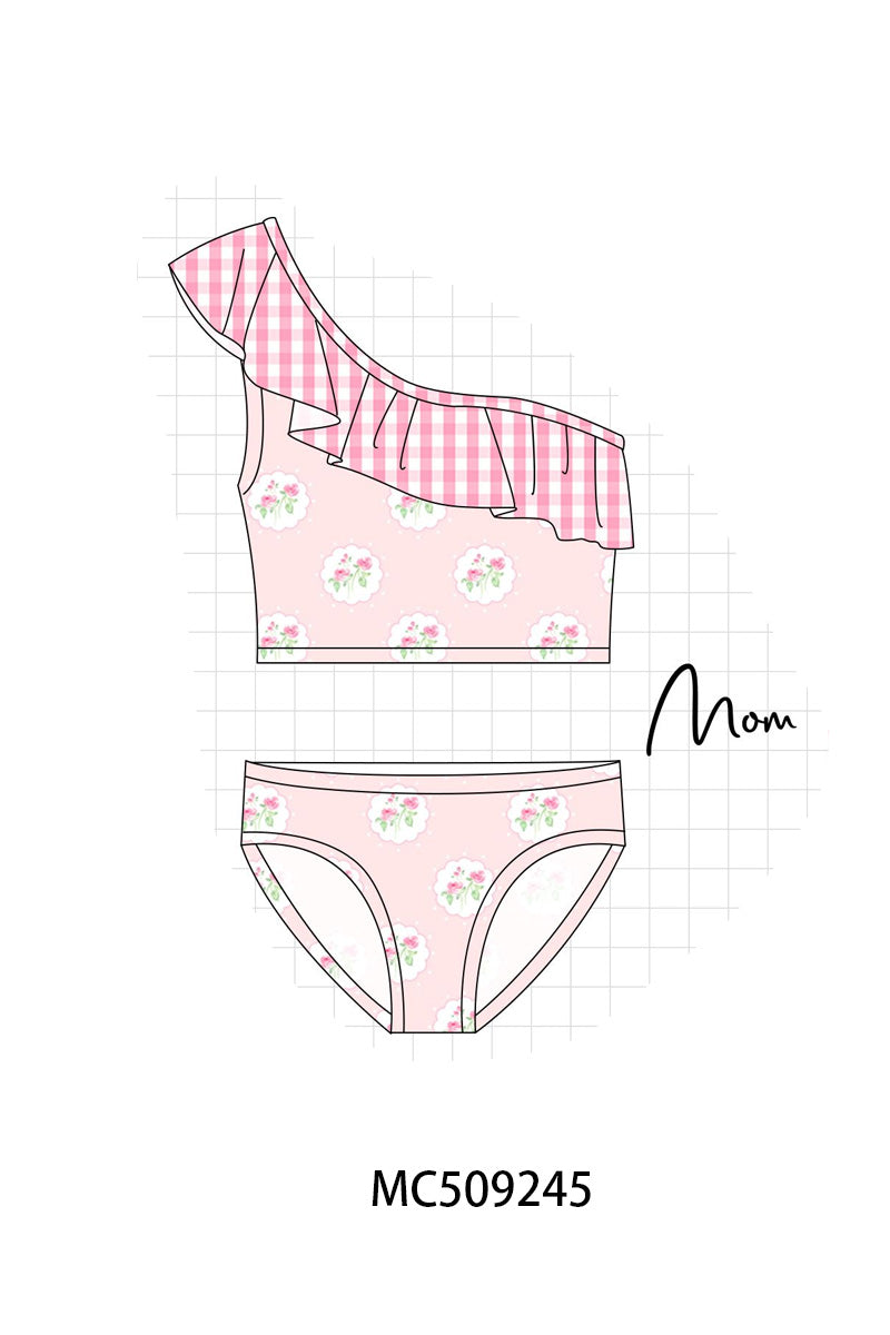 PO66 Pink rose print swimsuit collection