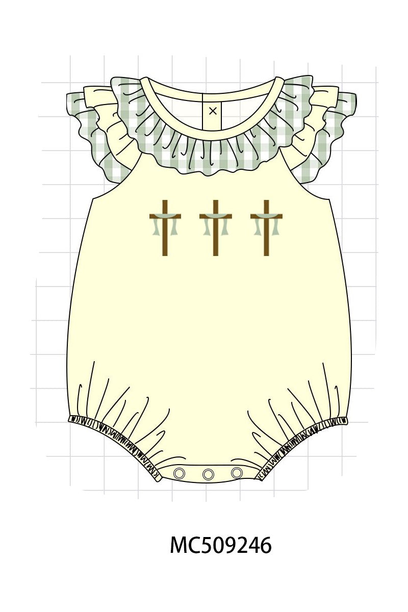 PO66 Green easter cross embroidery ruffle collection