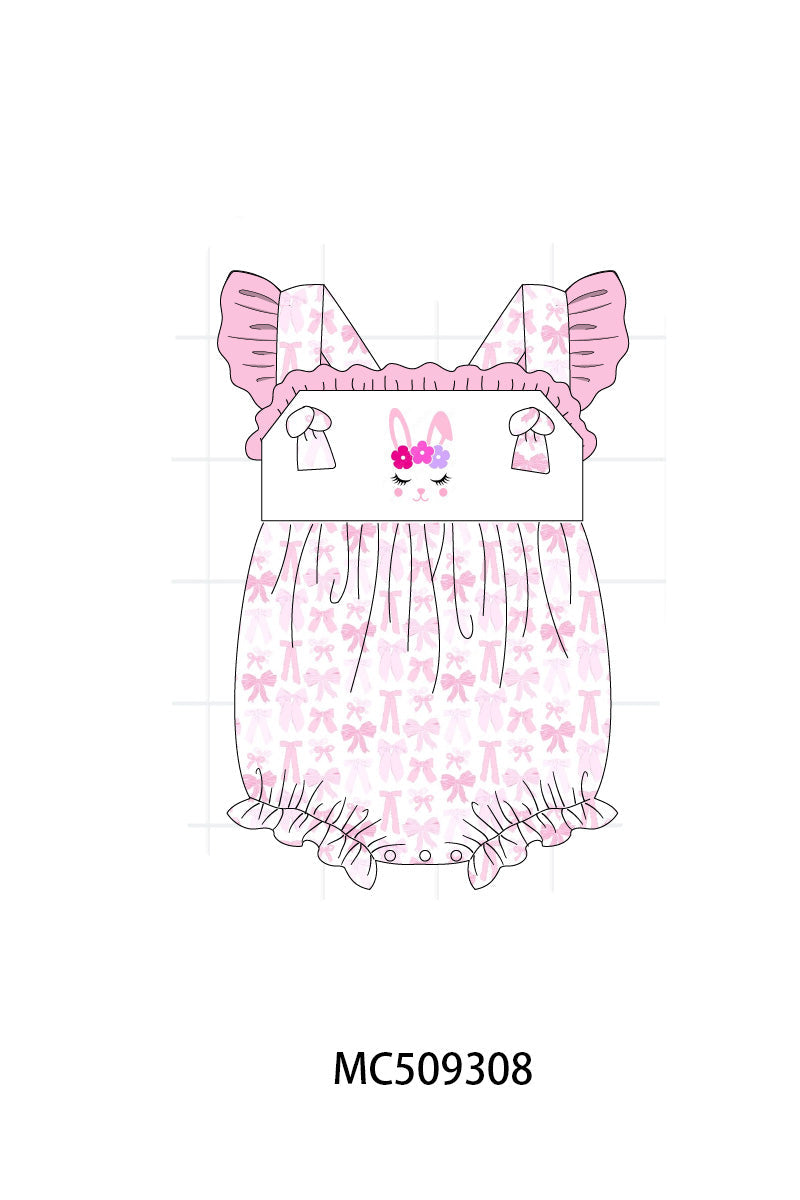 PO66 Pink bow easter bunny embroidery collection