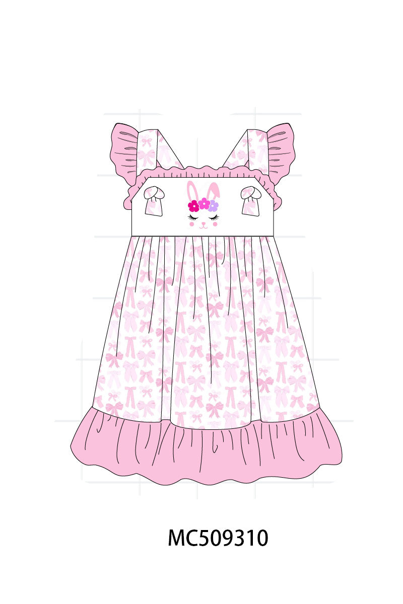 PO66 Pink bow easter bunny embroidery collection