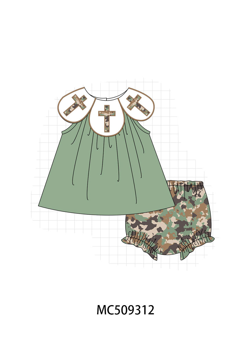 PO66 Green camo easter cross embroidery collection