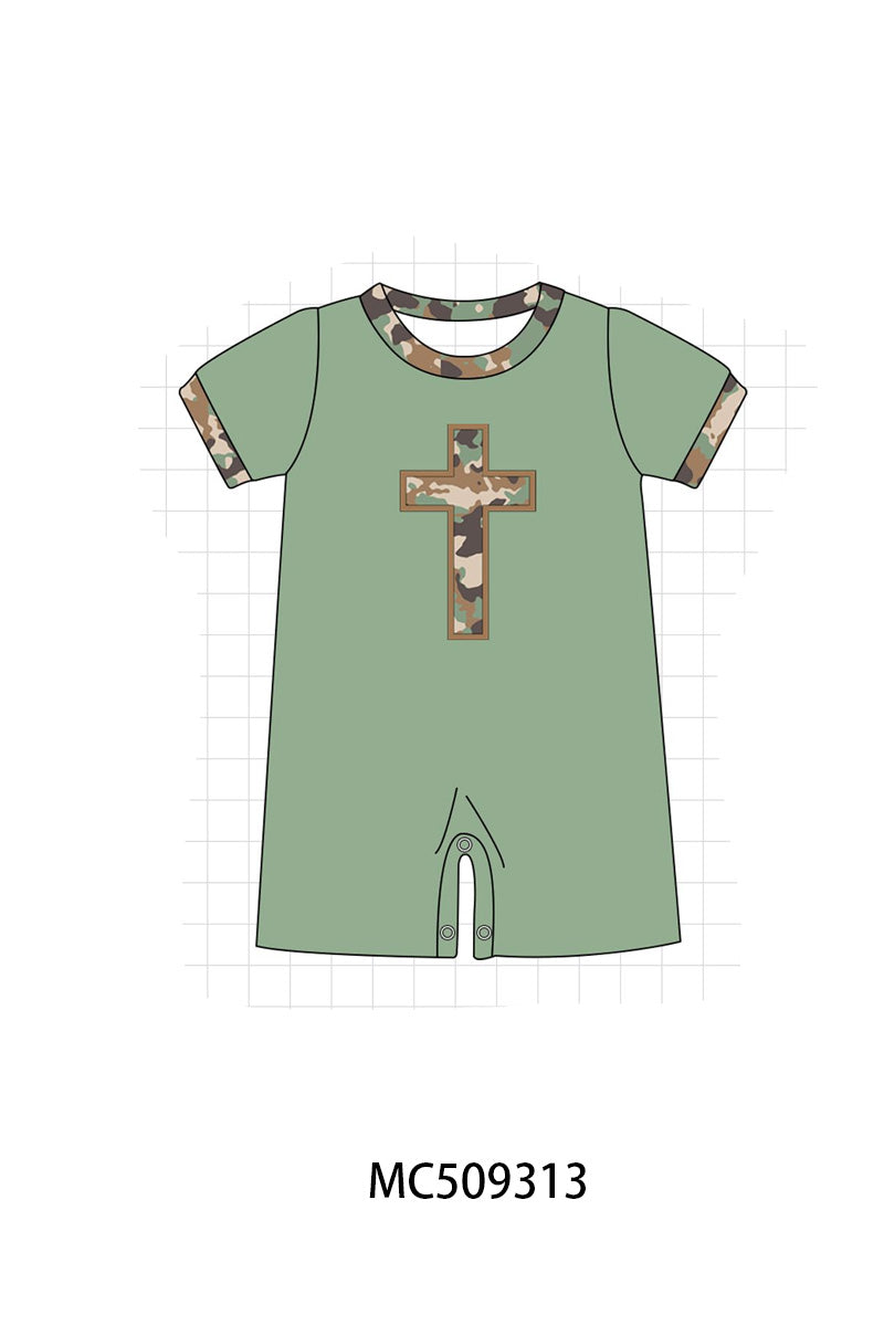 PO66 Green camo easter cross embroidery collection