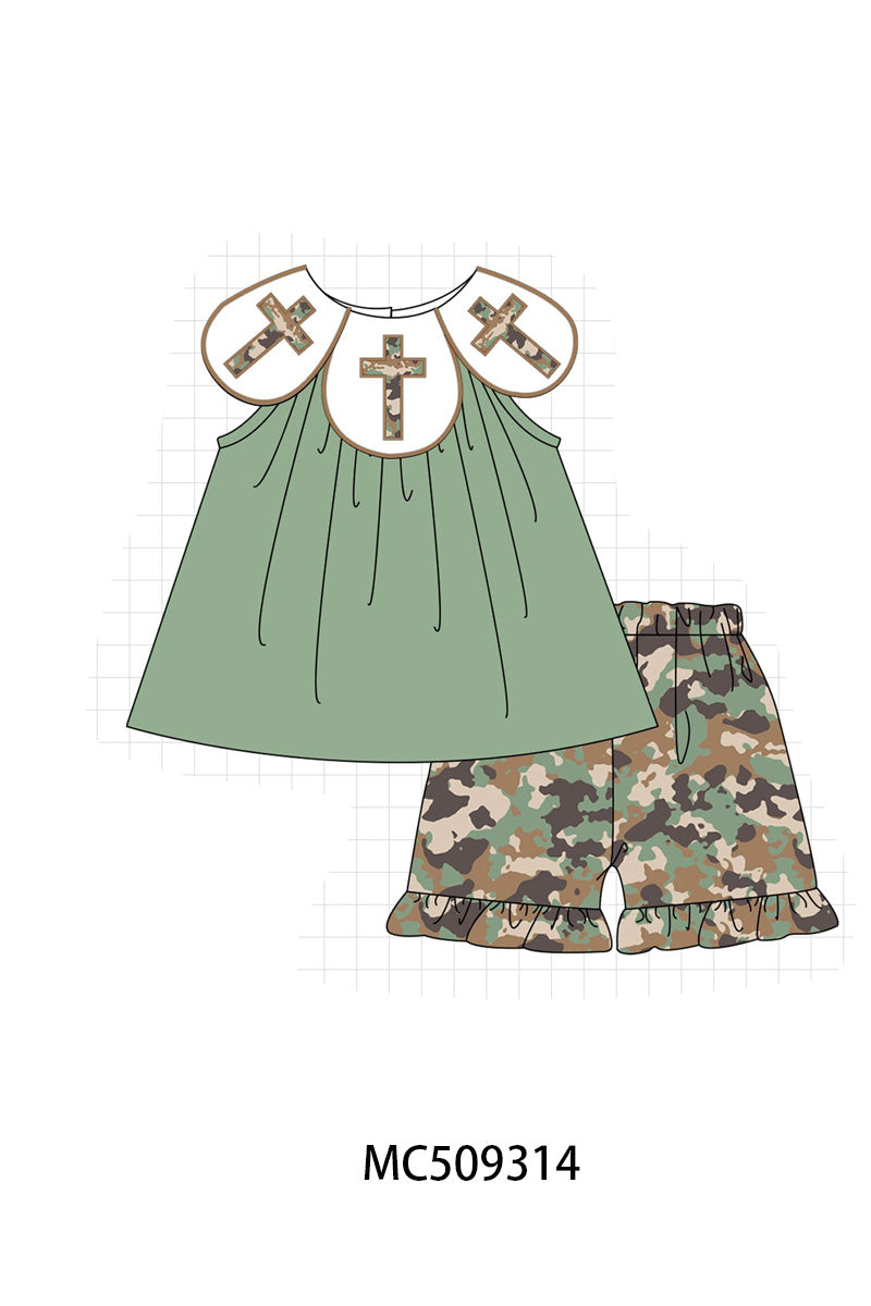PO66 Green camo easter cross embroidery collection