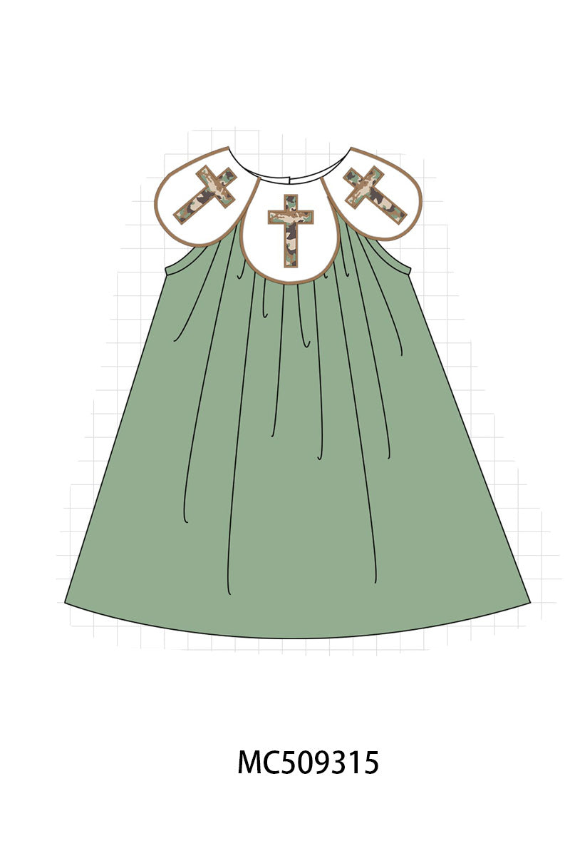 PO66 Green camo easter cross embroidery collection