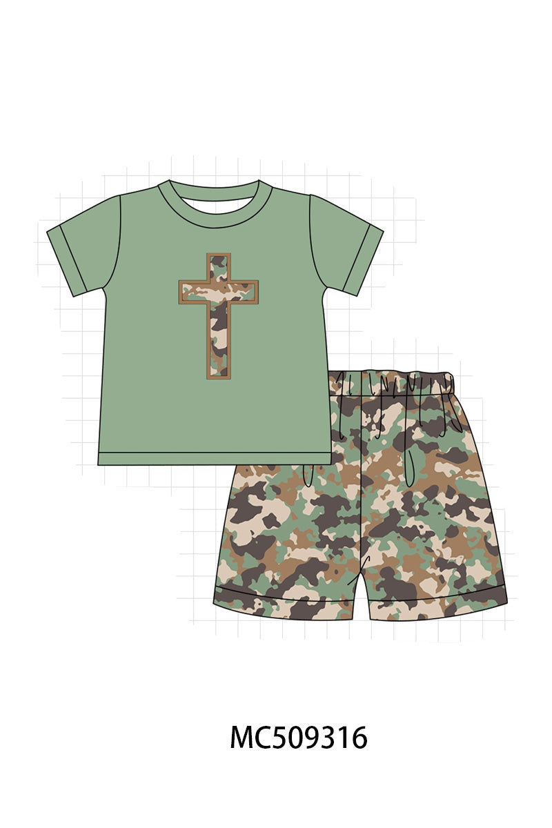 PO66 Green camo easter cross embroidery collection