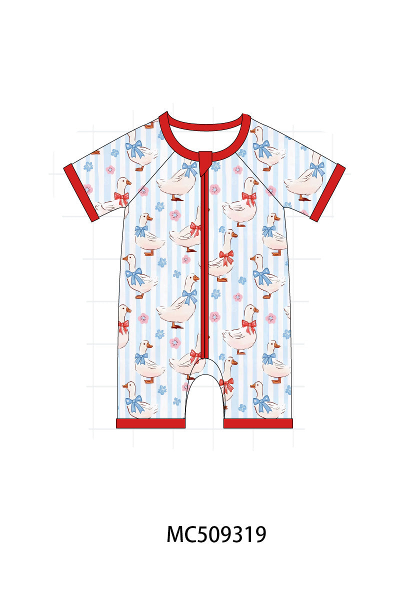 PO66 Red duck print stripe bamboo collection