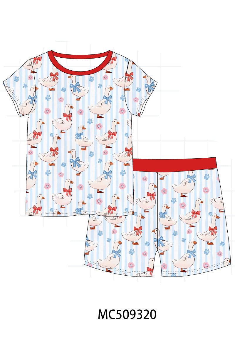 PO66 Red duck print stripe bamboo collection