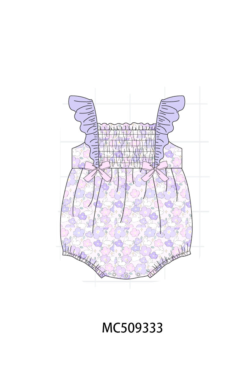 PO66 Purple floral smocked ruffle collection