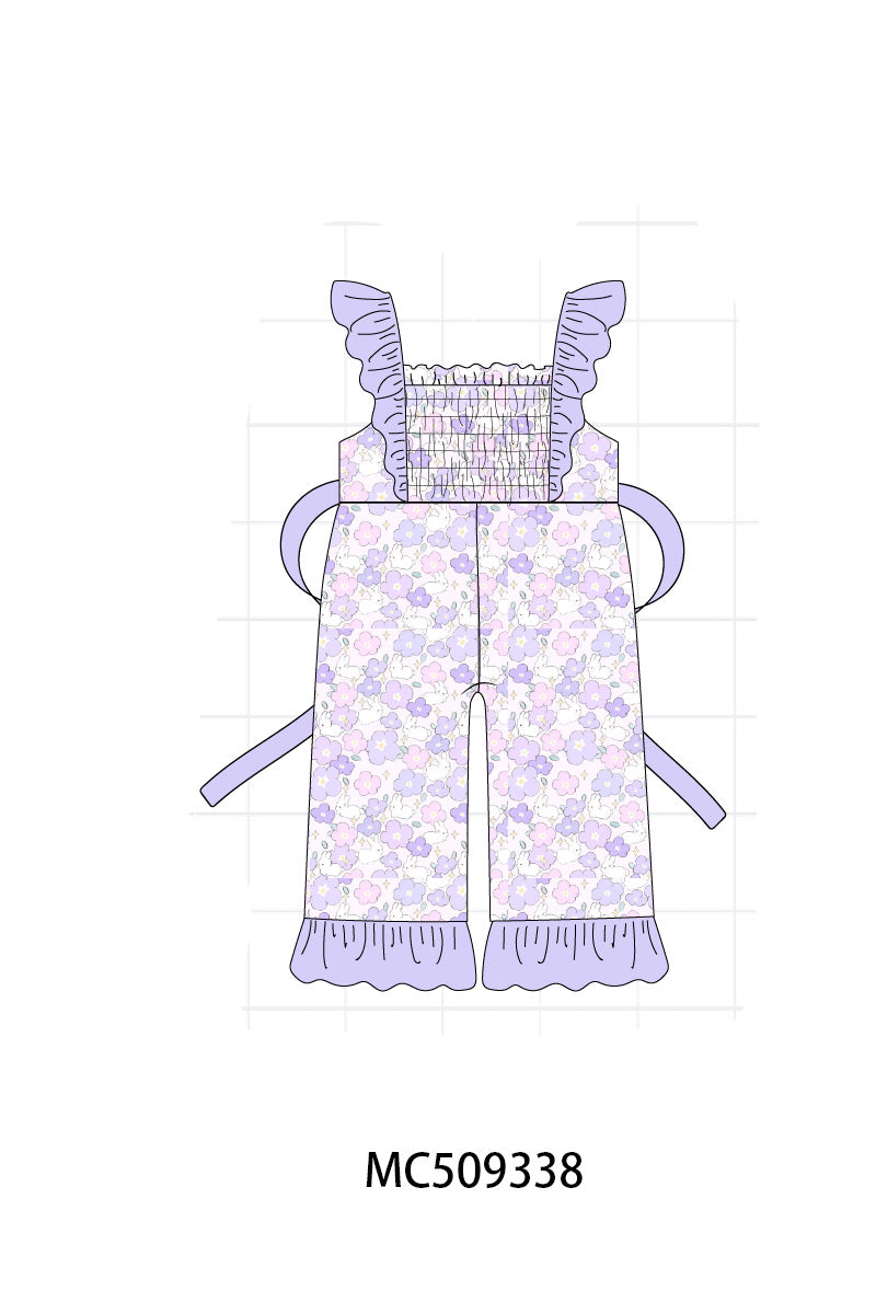 PO66 Purple floral smocked ruffle collection