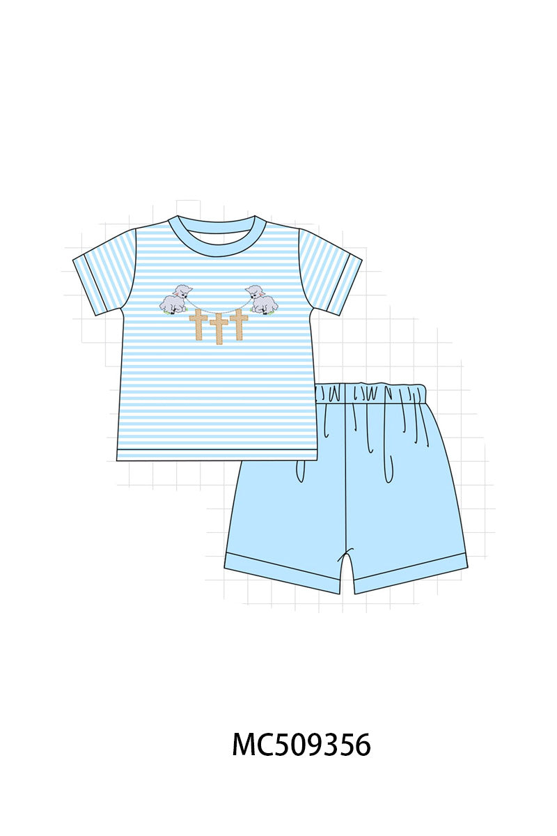 PO66 Easter bamb cross embroidery stripe collection