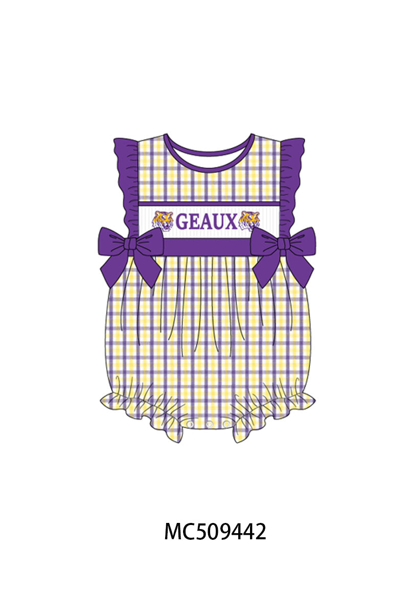 PO66 Purple LSU GEAUX smocked collection 1
