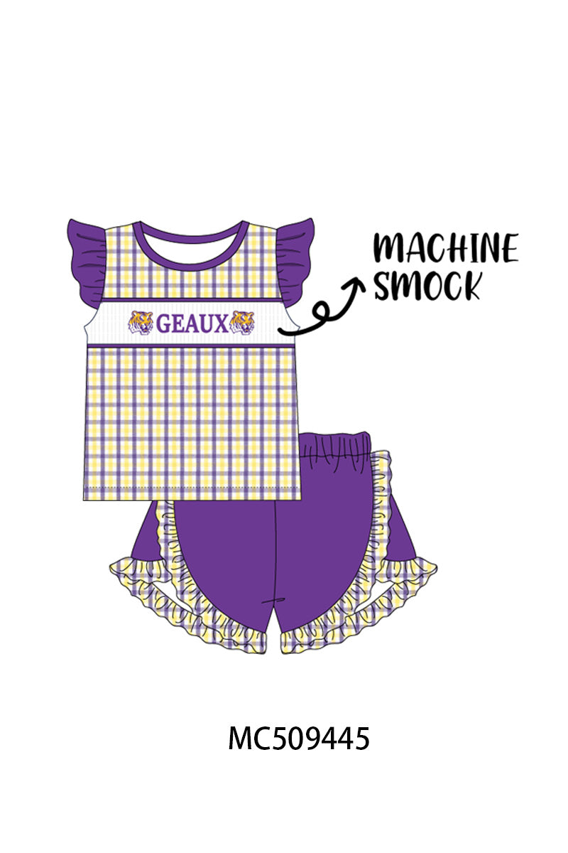 PO66 Purple LSU GEAUX smocked collection 1