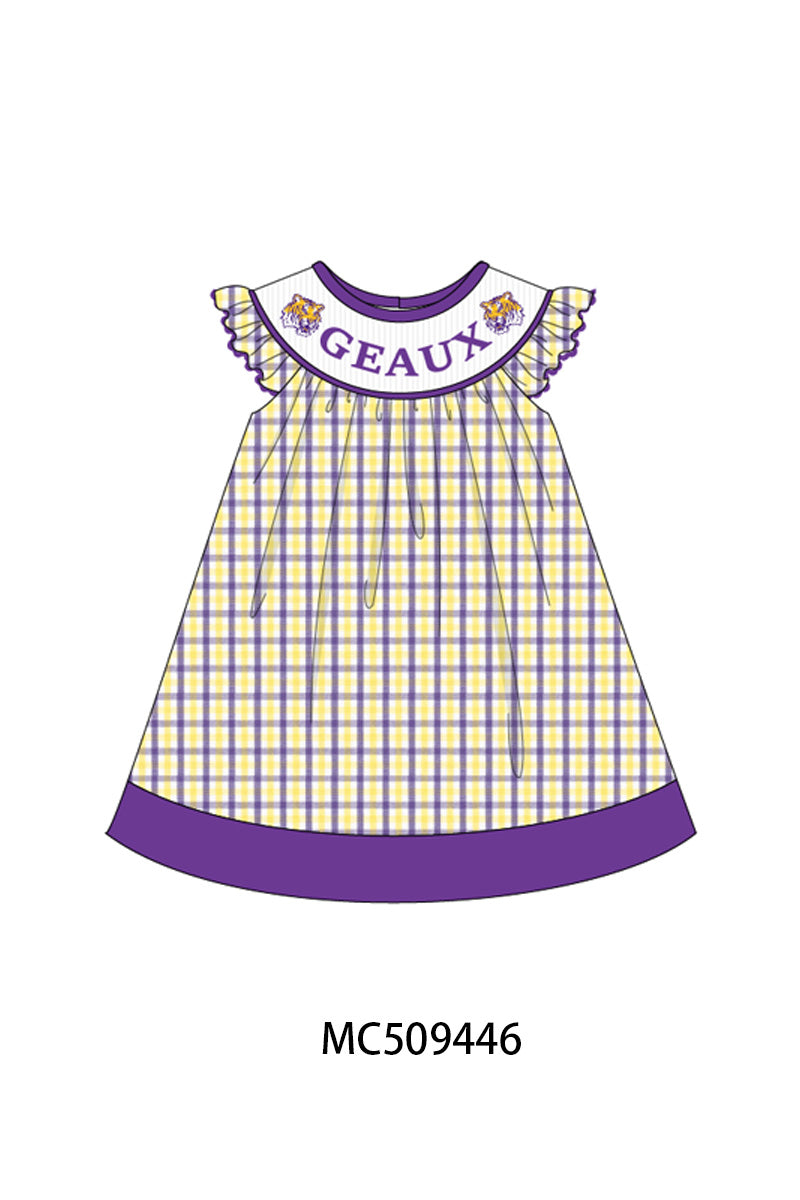 PO66 Purple LSU GEAUX smocked collection 1