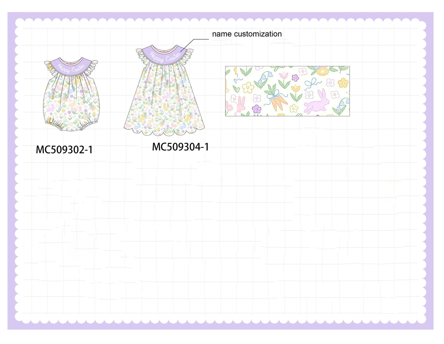 PO66 Purple floral print monogram embroidery collection