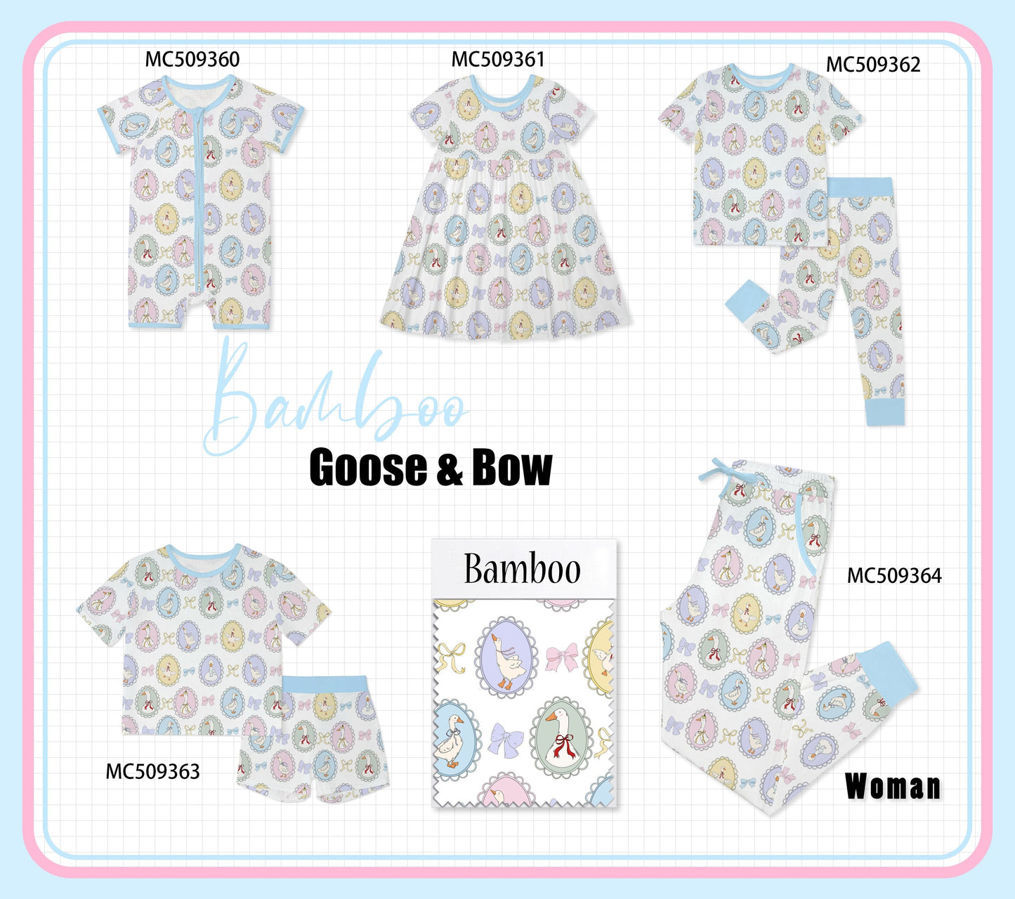PO66 Blue duck print bamboo collection