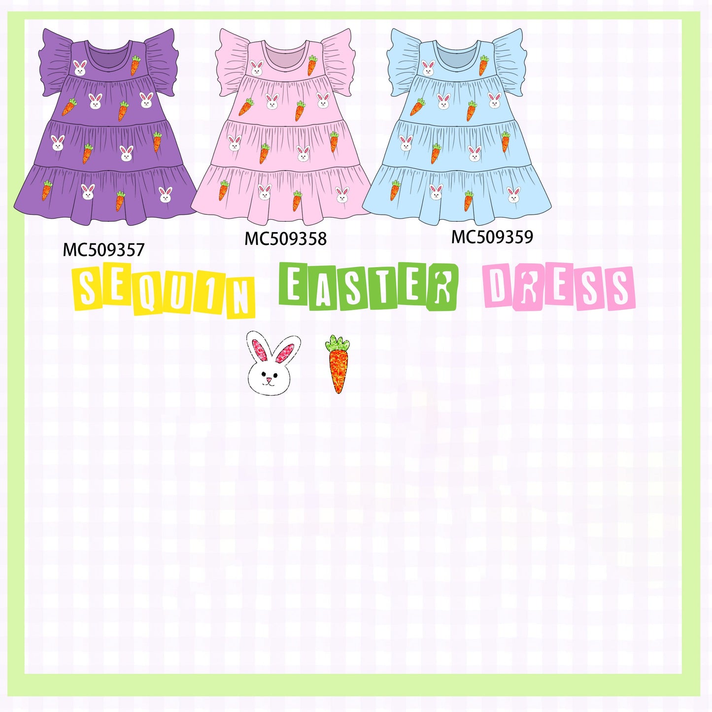 PO66 Easter bunny carrot sequin tiered dress collection