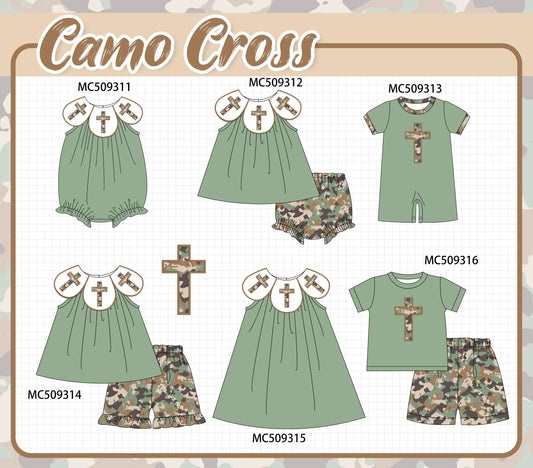 PO66 Green camo easter cross embroidery collection