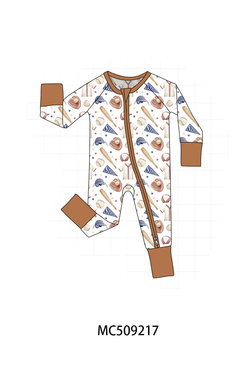 PO66 Brown baseball bamboo pajama collection