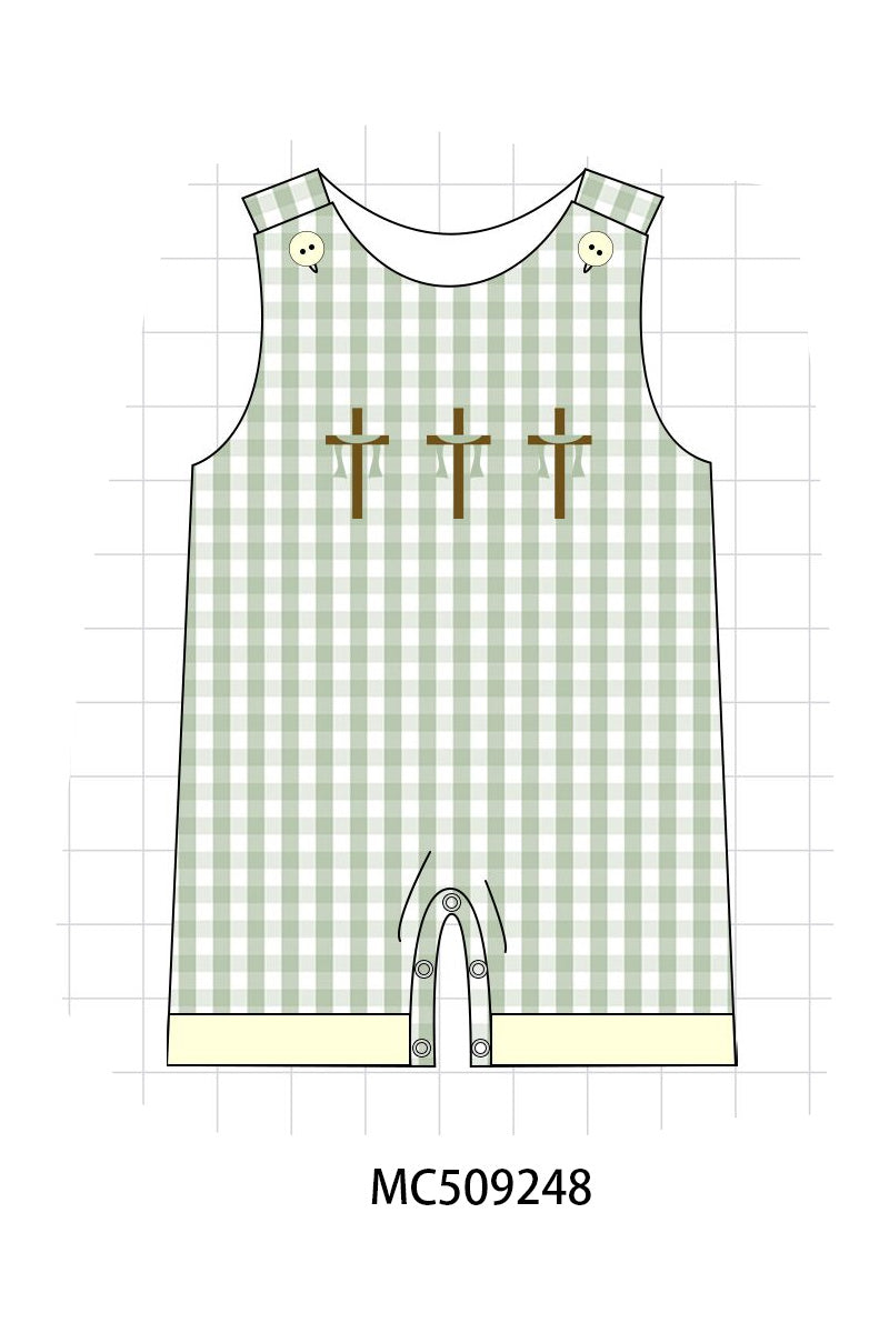 PO66 Green easter cross embroidery ruffle collection