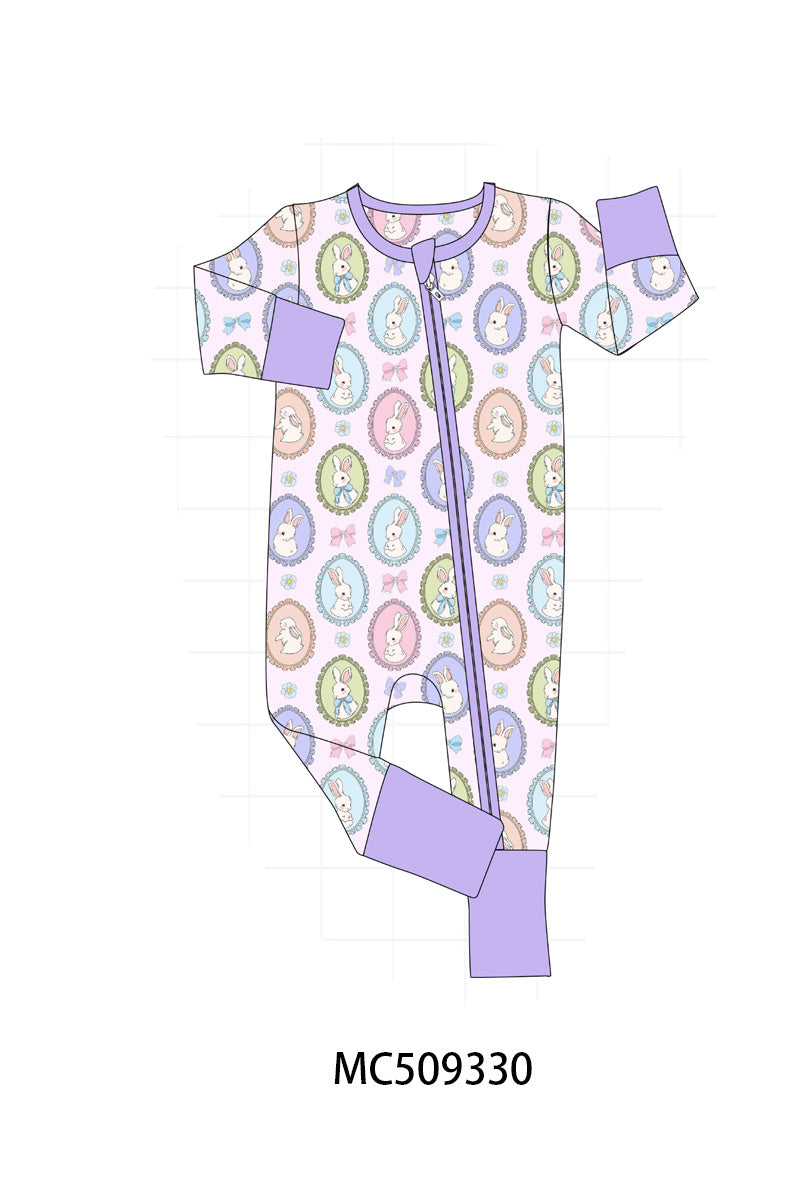 PO66 Purple easter bunny print bamboo collection