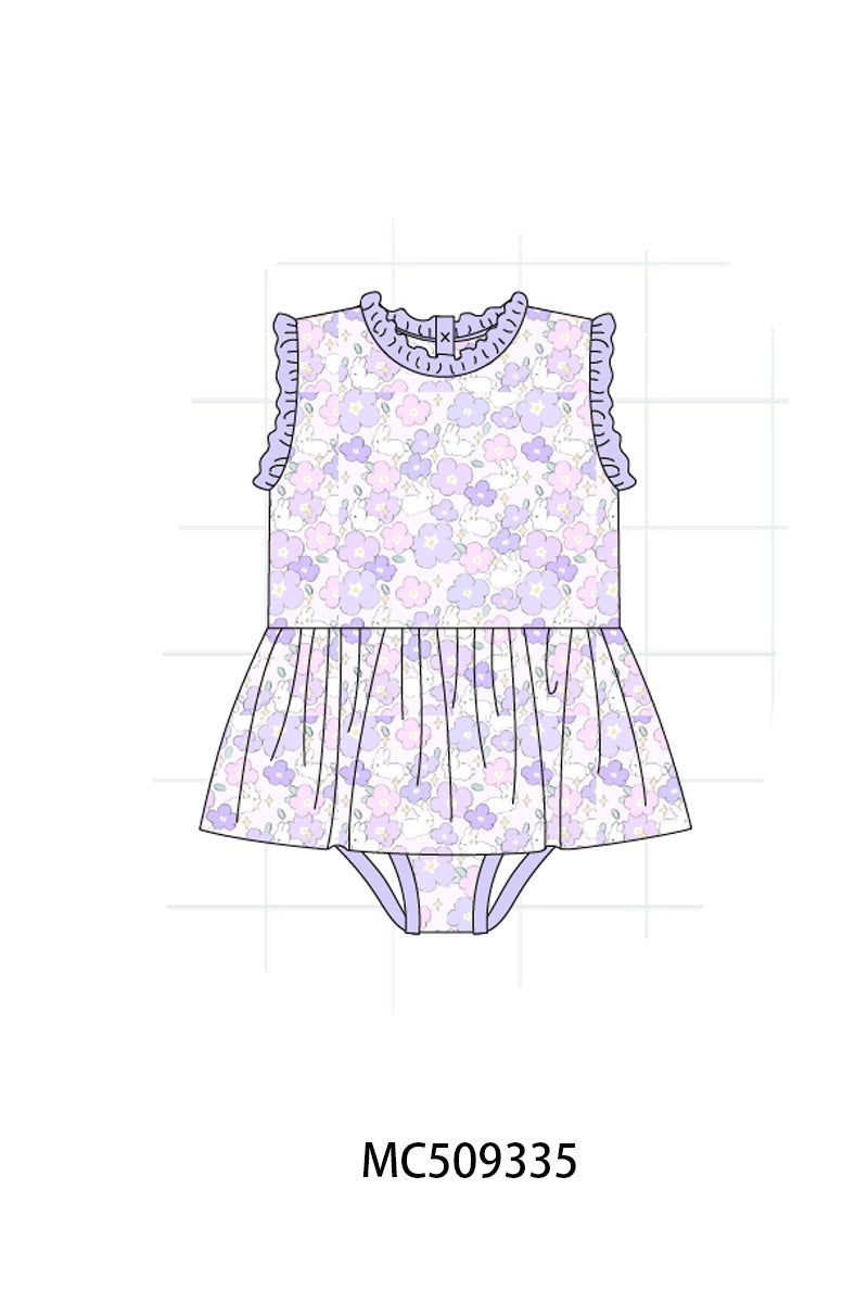 PO66 Purple floral smocked ruffle collection