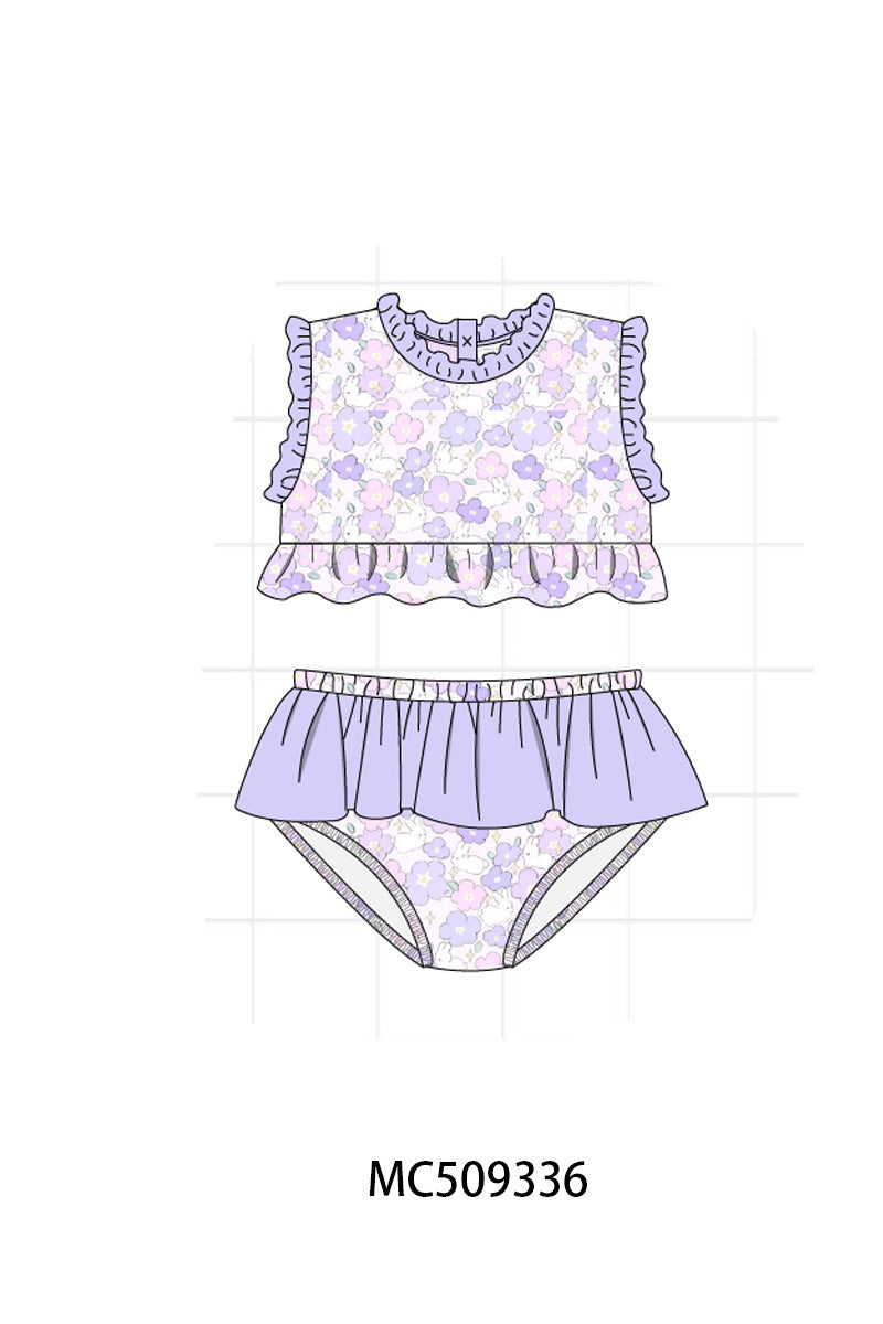 PO66 Purple floral smocked ruffle collection