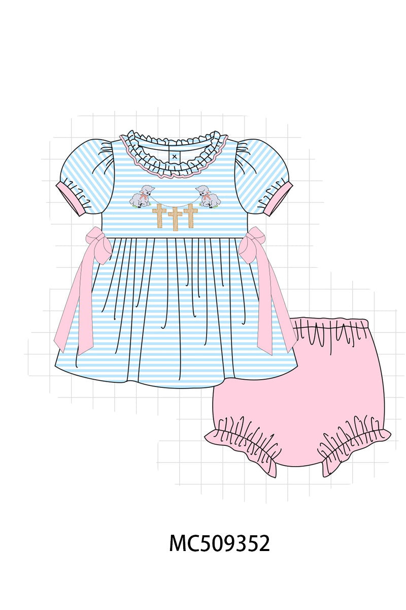 PO66 Easter bamb cross embroidery stripe collection