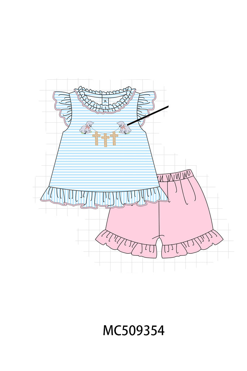 PO66 Easter bamb cross embroidery stripe collection