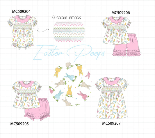PO66 Pink easter bunny smocked collection
