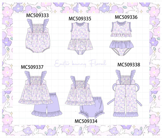 PO66 Purple floral smocked ruffle collection